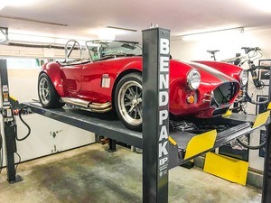 Red Ford Shelby BendPak Four Post Hoist