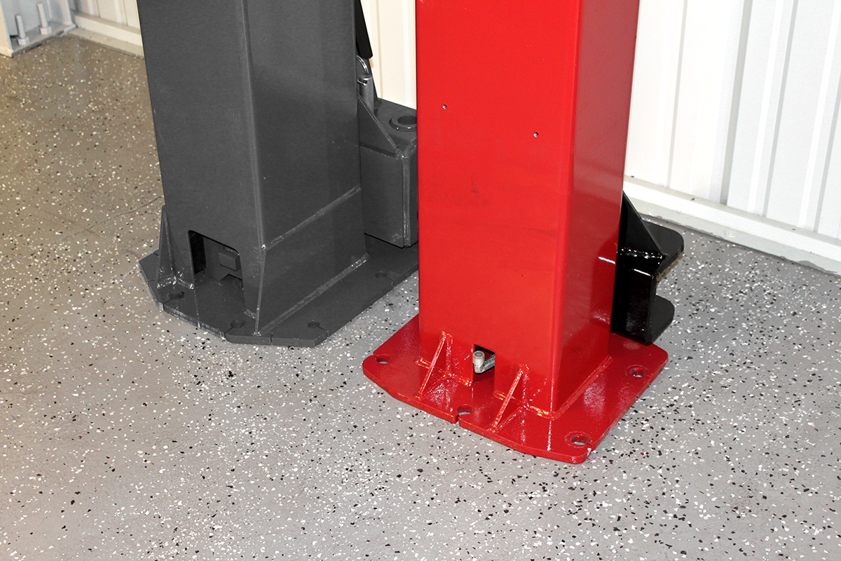 Back of Two-Post Hoist Challenger vs. BendPak