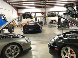 Two Post Floor Plate Hoists Auto Shop Garage