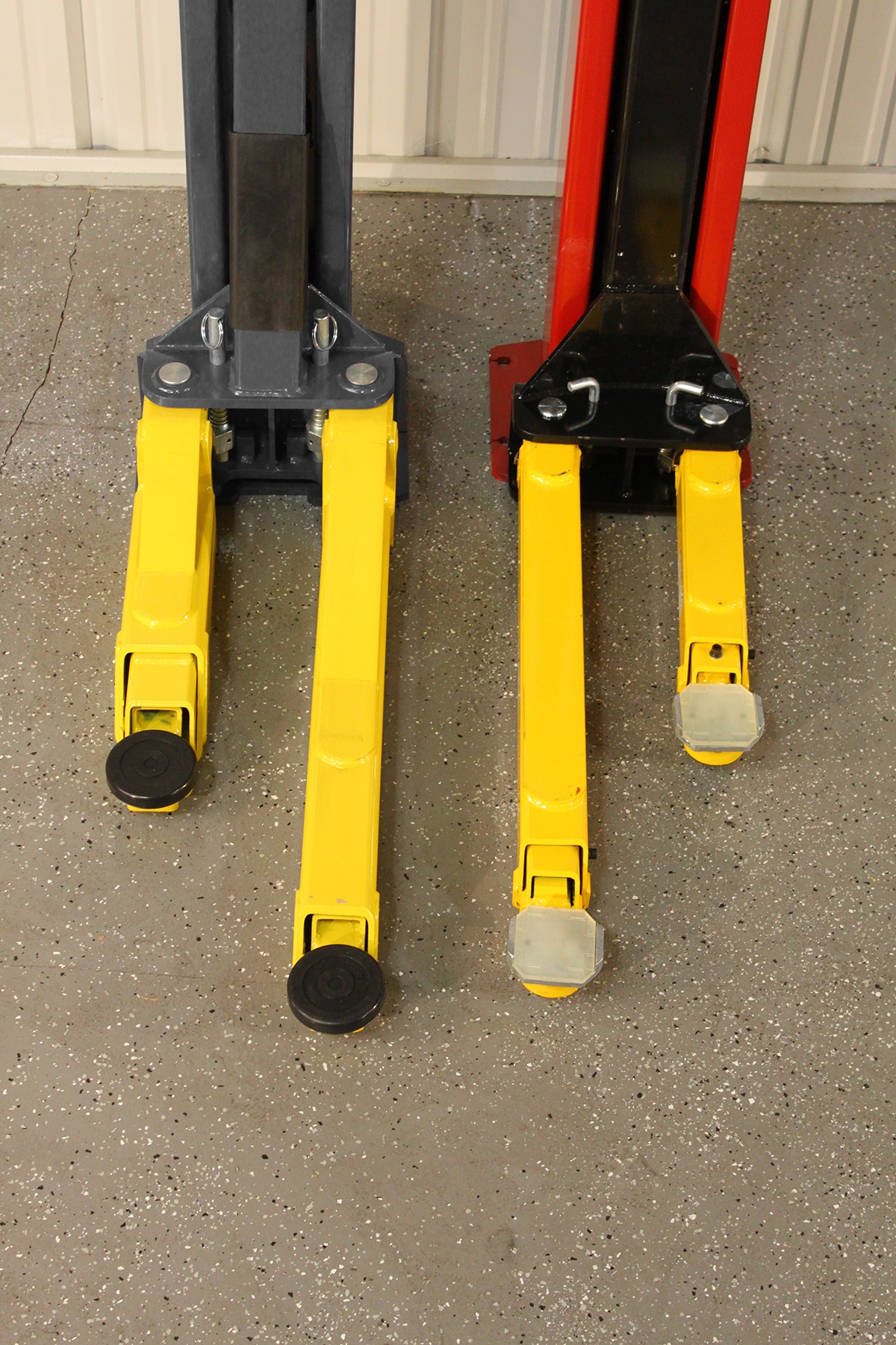 BendPak Two-Post Hoist Compared to Challenger Lift Arms Retracted